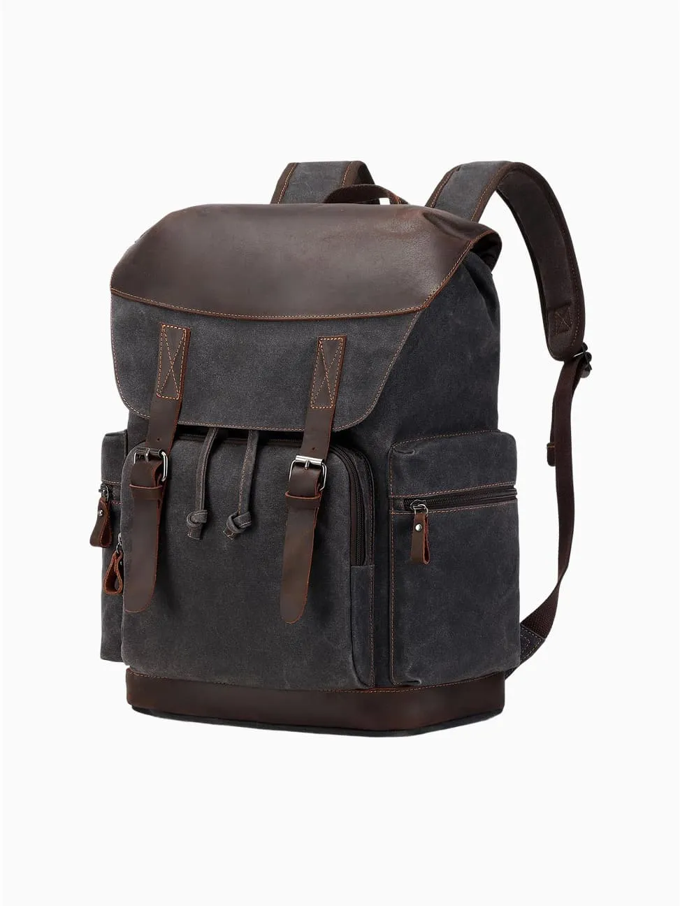 Nerlion men's leather backpack, waxed canvas